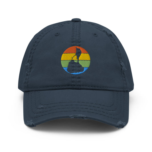 Block Island Embroidered Distressed Dad Hat