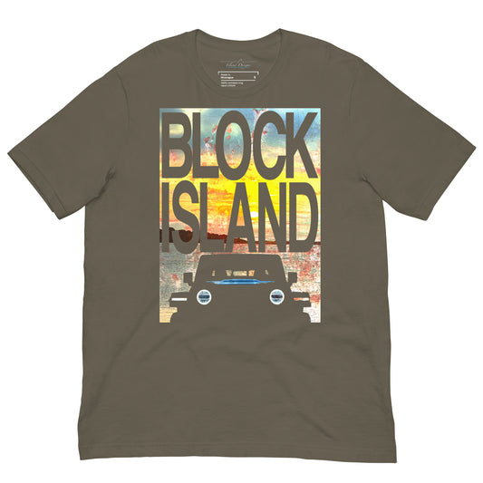 Block Island Sunset Jeep Unisex Tee